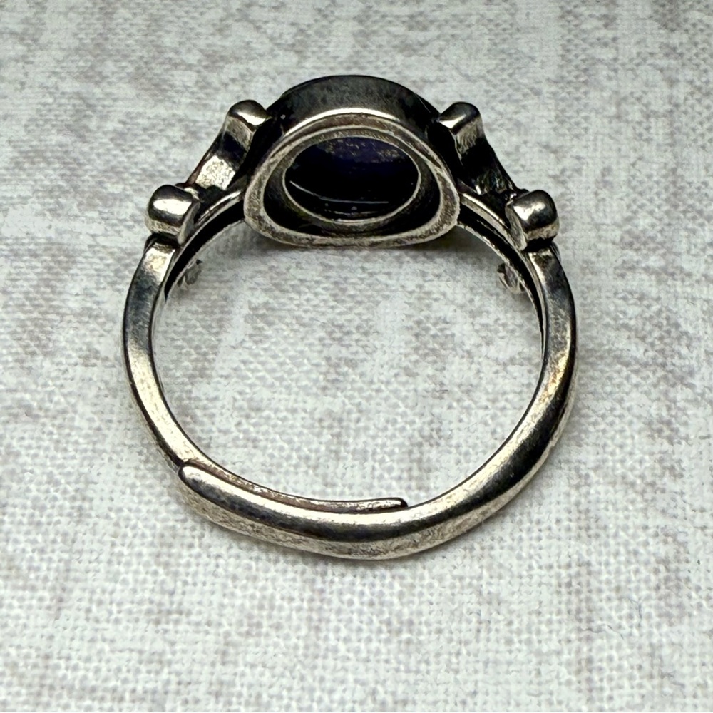 New Silver-Plated Adjustable Ring w/Natural Lapis Lazuli π΅ - Picture 5 of 5